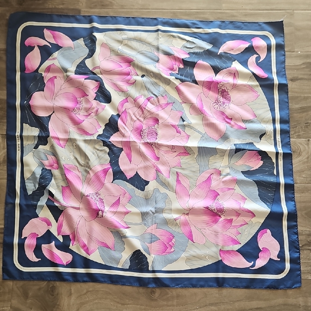 Hermes Vintage Silk Scarf "Fleurs De Lotus"